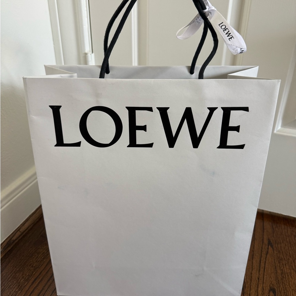 Loewe White and Black Logo Tote